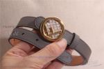 AAA Fake Fendi Belts For Women - Grey Leather Yellow Gold Buckle